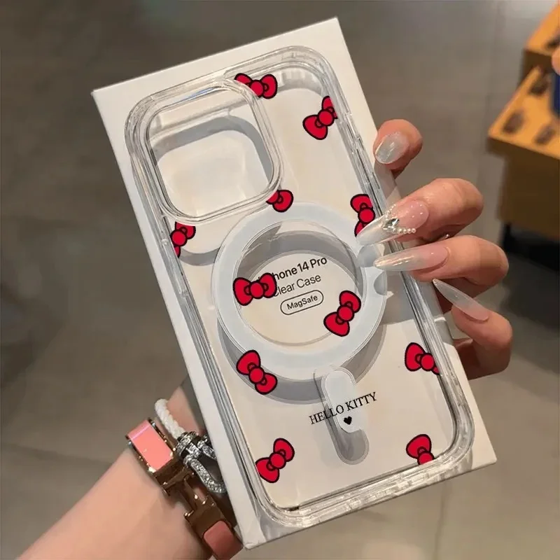 Cartoon Kitty Cat Magsafe Magnetic Phone Case for Iphone 17 Air 16 Pro Max 16E 11 12 13 14 15 Pro Max Mini Plus Cover