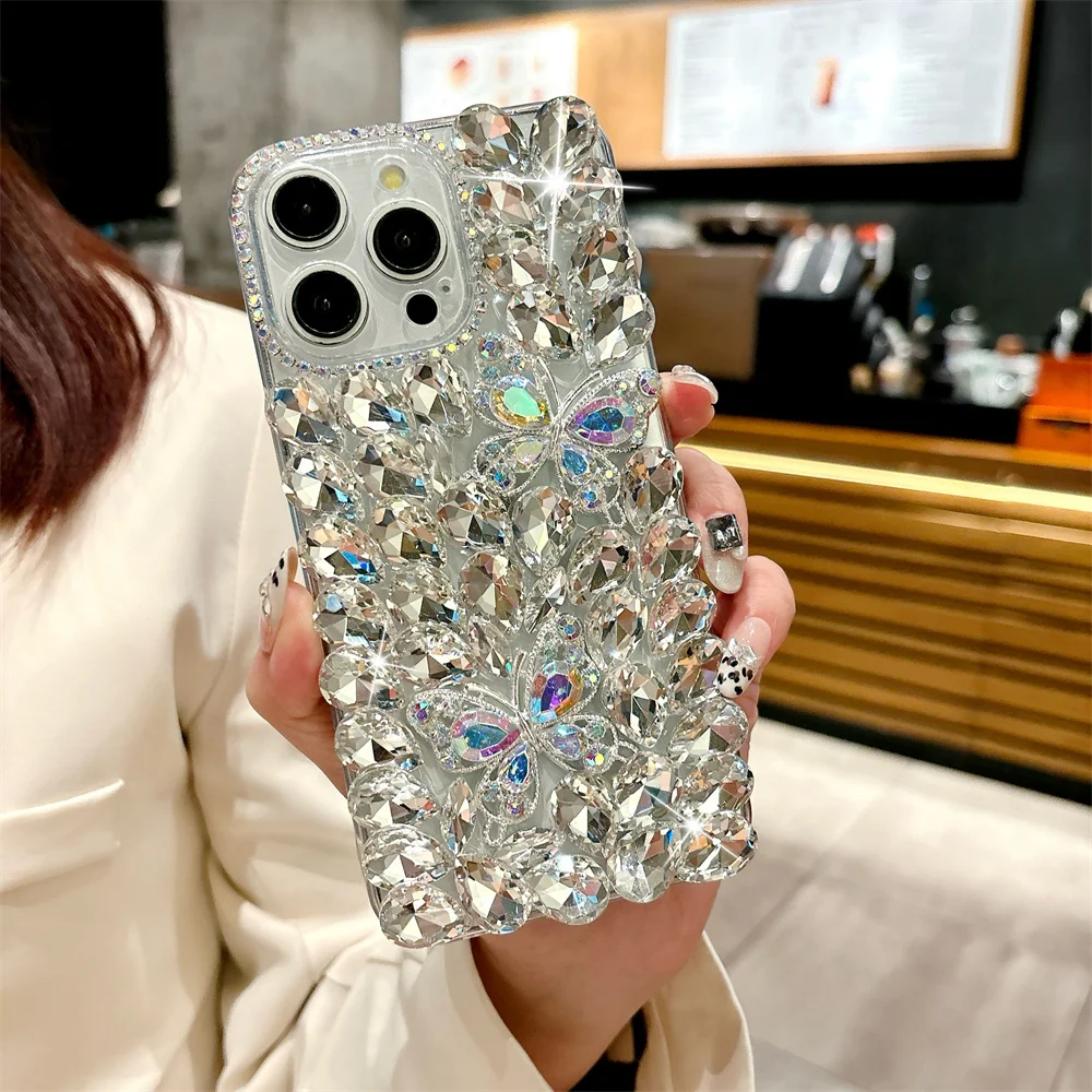 S4695ad08123445938f8aa2f21510ed7e4.webp Luxury Glitter Rhinestone Butterfly Case for iPhone 17 Pro Max 16 15 14 13 12 11 Full Bling Diamond Cover Funda 15Pro 14Pro