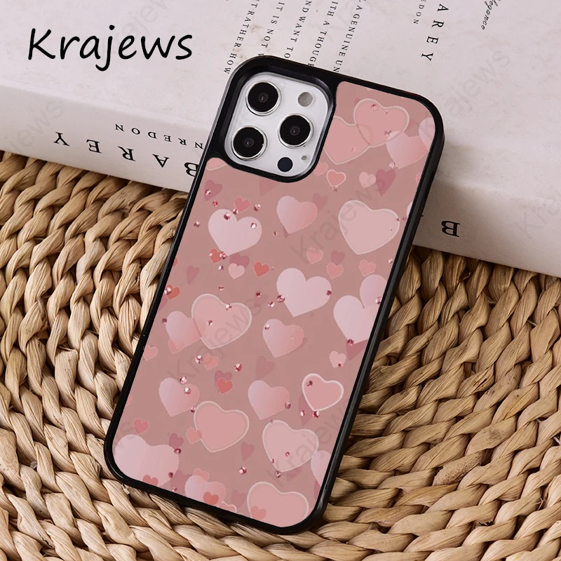 S469b5893741147468bbfd197ede46029B-4.webp Gold Rose Pink Love Heart phone case Cover For iPhone 17 Air 14 15 16 16e Pro Max coque For apple 11 12 13 Pro Max Plus