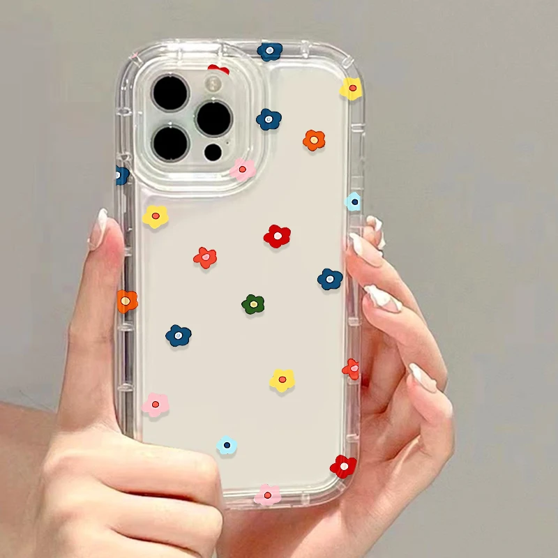 Colorful Love Heart Clear Soft Phone Case For iPhone 17 14 13 11 12 15 16 Pro Max SE 2 7 8 Plus XR X XS Max Anti-Fall Soft Cover