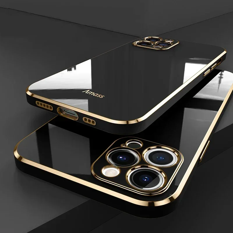 S47bca3134e914b298baba7eadb690940T-4.webp Luxury Solid Color Silicone Soft Case iPhone 16 15 14 11 12 13 Pro Max Mini 16 Plus Plating Glossy Shockproof Protect Cover