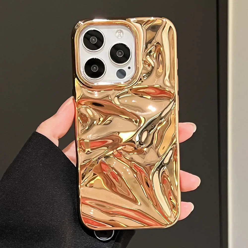 S480b58f40ee044a4b083751b19324084c.webp Luxury Electroplate Silvery 3D Wrinkle Phone Case For iphone 17 Air 16 15 14 Plus 13 11 12 Pro Max Water Ripple Shockproof Cover