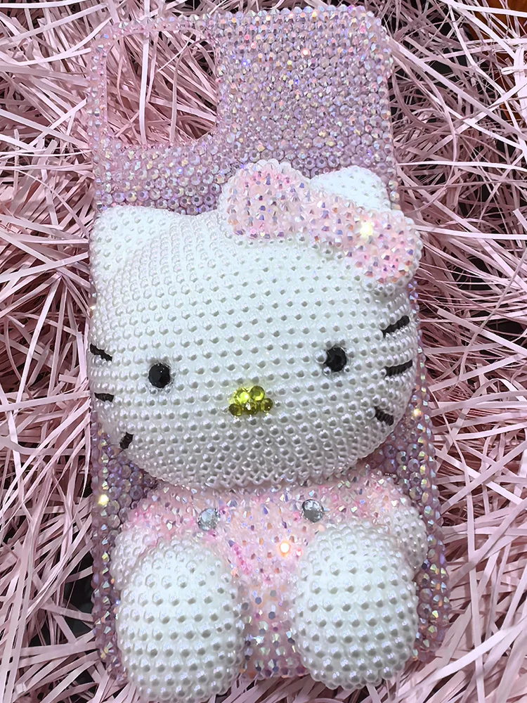 S481112008d6a4dcf8031a02f4192c7a6C.webp Cute Kitty Cat Rhinestone Bling Crystal Phone Case Chain For iPhone 16 12 13 14 15Pro Max X Xs XR 7 8 Plus SE 2 3 10 Transparent Bu