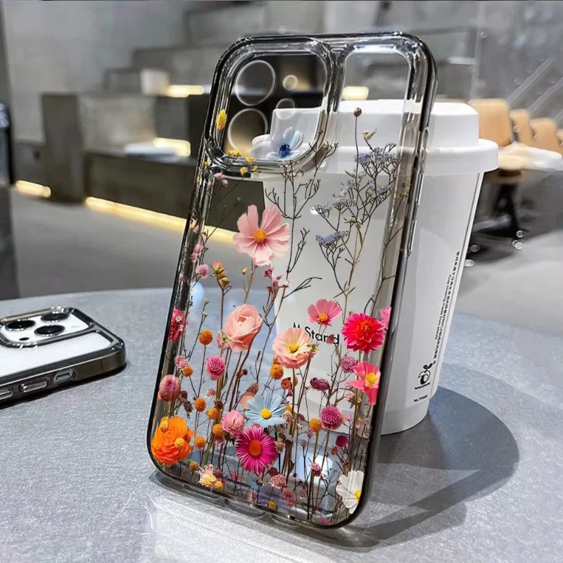 S482350421f8543948112b0cc44ceaa295.webp Flower Phone Case For iPhone 11 Case iPhone 15 17 13 12 14 16 Pro Max X XR 7 8 Plus 17 Air SE 2 Soft Silicone Shockproof Cover