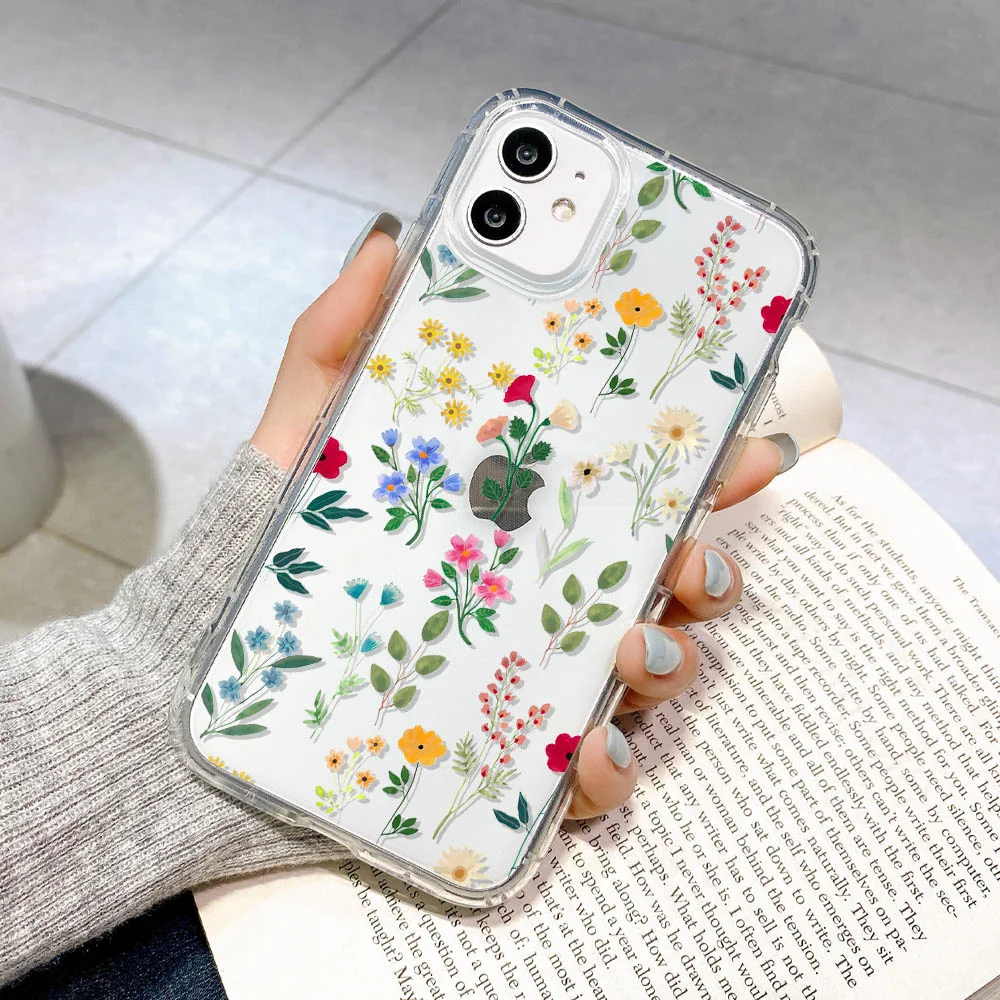 Flower Phone Case For iPhone 13 Case iPhone 16 11 12 17 14 15 Pro Max 12 13 Mini 7 8 Plus XR XS X SE Shockproof Clear Soft Cover