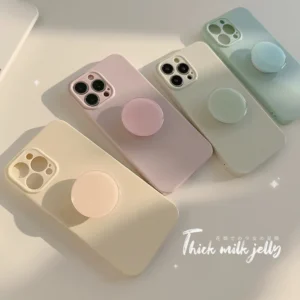 S4a19314f2a6b444c98abb014e7845e1aa-1.webp Candy Color With Holder Shockproof Case For iPhone 17 16 15 14 13 12 11 Pro Max Plus Plain Soft Silicone Bumper Cover
