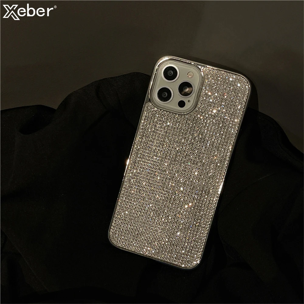 Luxury Glitter Rhinestones Phone Case For iPhone 17 16 15 14 11 12 13 Pro Max XS XR X 7 8 Plus SE Shniy Diamond Silicone Cover