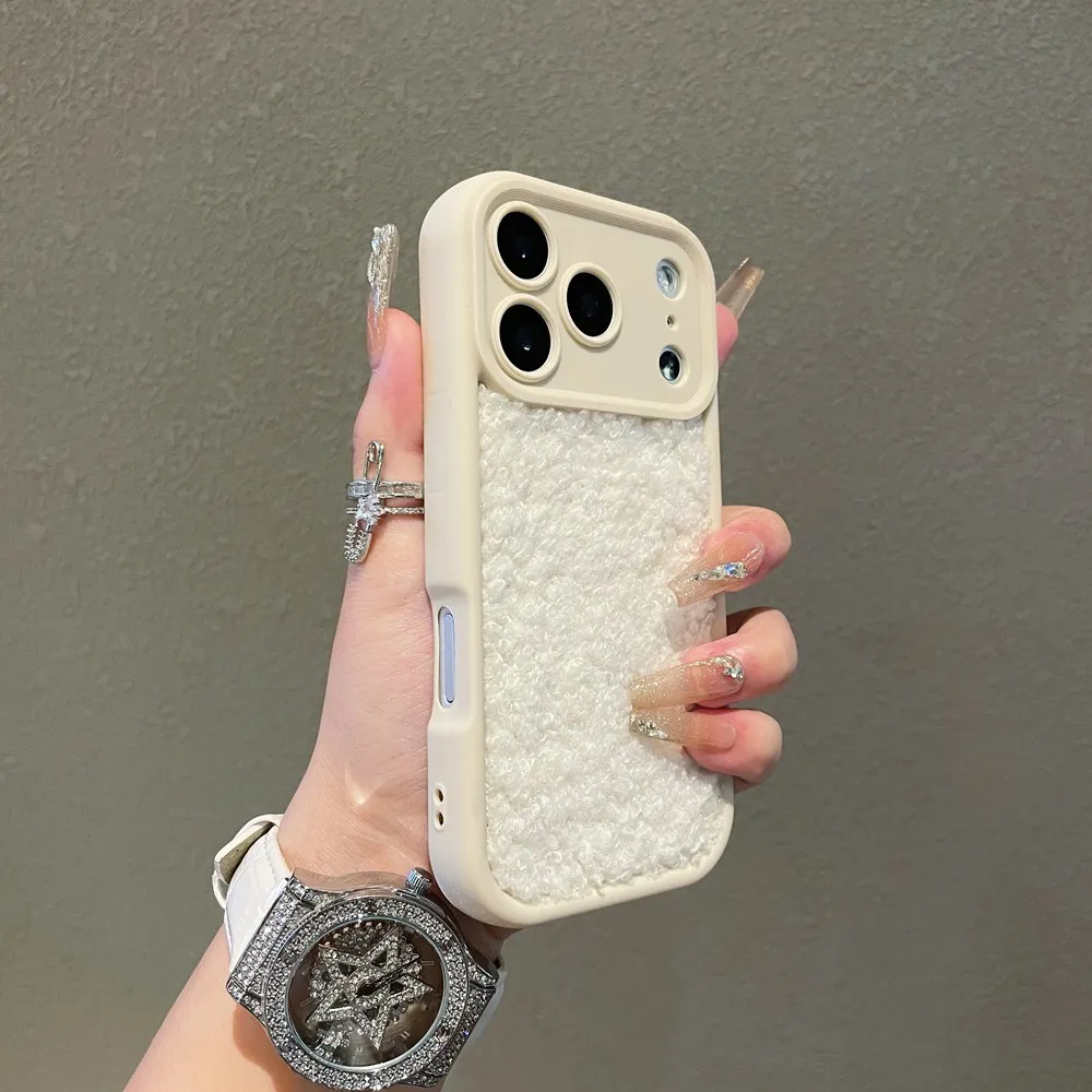 S4c6eb2ebf78941468d4b3cb8ed864dc6i-1.webp Cute Fluffy Phone Case For iPhone 17 11 12 13 14 15 Pro Max 16 Plus XR XS Max Plush Solid Color Cover Soft Plush Coque