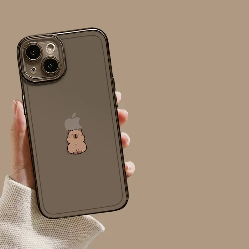 S4cf02761fc014d04825646af64d0743aZ.webp Funny Cartoon Capybara Phone Case For iPhone 16 15 13 11 12 14 Pro Max Mini 7 8 Plus SE X XS XR 16E Shockproof Transparent Cover