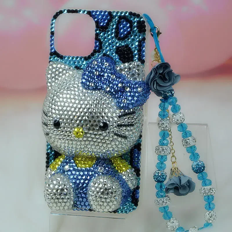 S4d134f0ad68b4625b55c963db90bec0cT.webp Cute Kitty Cat Rhinestone Bling Crystal Phone Case Chain For iPhone 16 12 13 14 15Pro Max X Xs XR 7 8 Plus SE 2 3 10 Transparent Bu