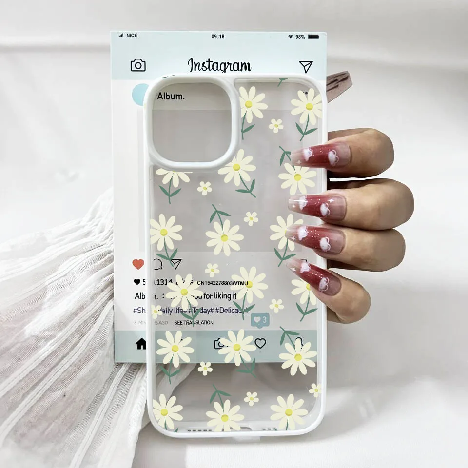 S4d69449737a749f6907ea7ade629dcd8f-1.webp Tulip Daisy Flower Phone Case For iPhone 16 15 14 13 12 11 17 Pro Max 7 8 Plus Leaf Candy Color Clear Hard Cover Fundas