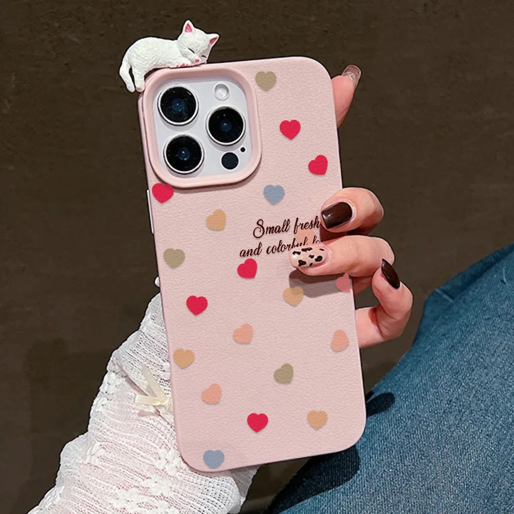 S4d8603a561854e82b1296ad73c3d0469d-3.webp Love Heart Phone Case For iPhone 17 Pro Case iPhone 13 16 14 11 12 15 Pro Max 17 Air Plus 3D Cat Lychee Pattern Leather Cover
