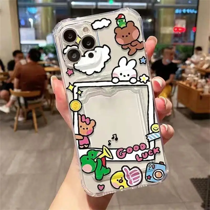 Cute Kitty Cartoon Cat Card Bag Wallet Case For iPhone 16 15 14 13 12 11 Pro Max XS XR 7 8 Plus  cover Cute Cute