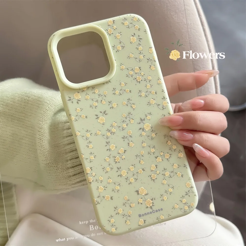 Flower Pattern Silicone Phone Case For iPhone 17 16 15 14 13 12 11 Pro Max Plus Shockproof Bumper Back Cover