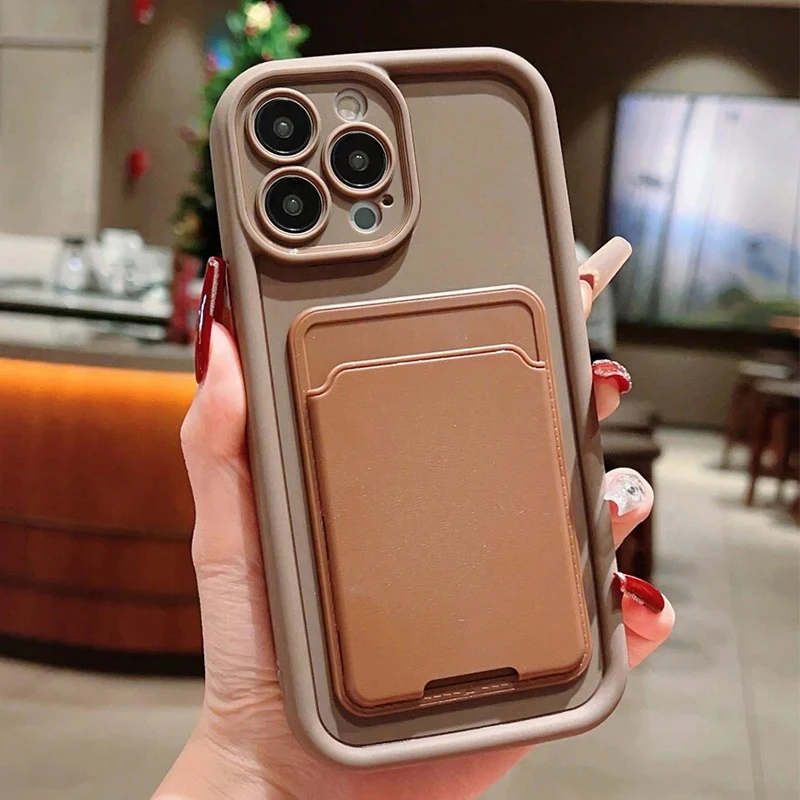 Luxury Silicone Wallet Phone Case For iPhone 17 16 15 14 11 13 12 Pro Max Air 16E 16 15 Plus Card Holder Slot Shockproof Cover