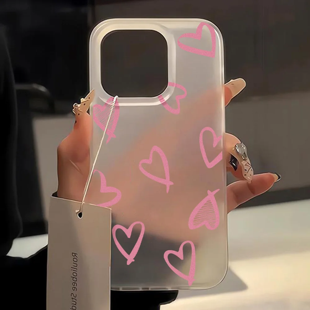 Cute Flower Love Heart Phone Case For iPhone 15 Case iPhone 13 16 12 14 11 17 Pro Max 13 Mini Shockproof Clear Cover Soft Funda
