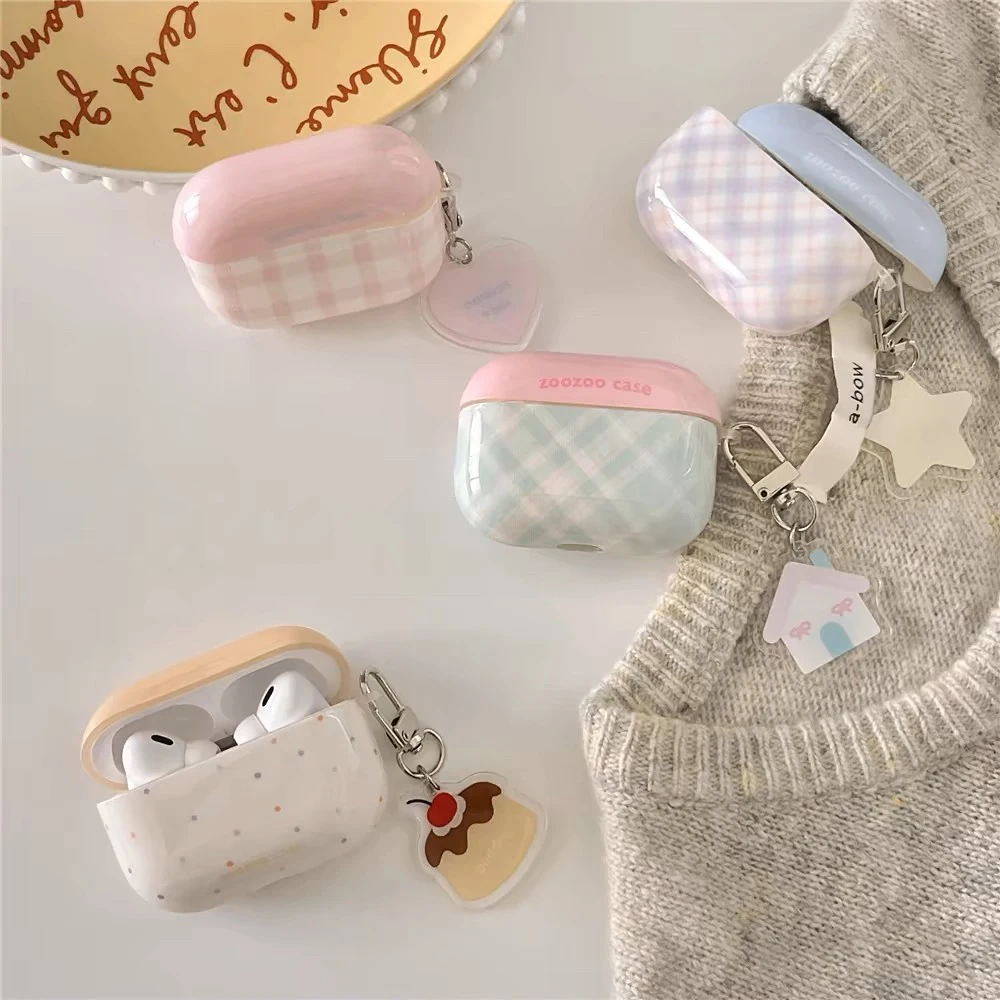 Simple Contrasting Color Grid Ripple Point Suitable For AirPods 3 Headphone Cover, New And Fresh