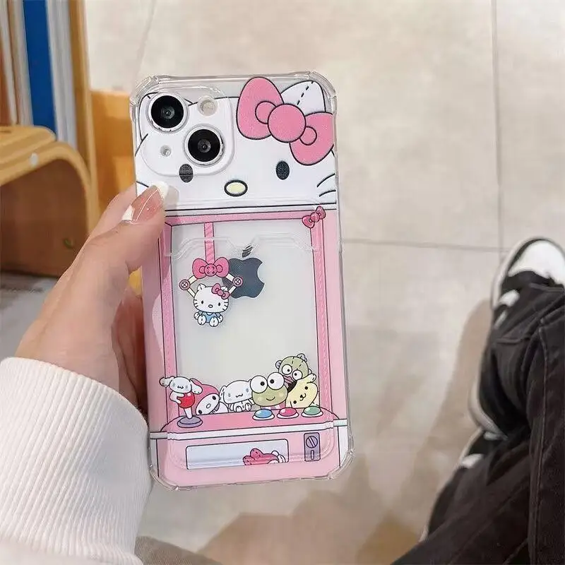 Cute Kitty Cartoon Cat Card Bag Wallet Case For iPhone 16 15 14 13 12 11 Pro Max XS XR 7 8 Plus  cover Cute Cute