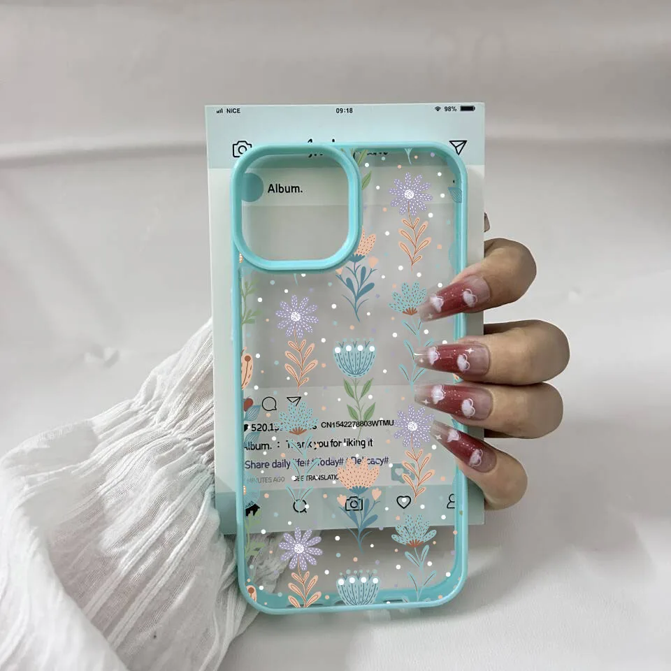 S52804c49c22d45cea0495d4db9de7df3i.webp Tulip Daisy Flower Phone Case For iPhone 16 15 14 13 12 11 17 Pro Max 7 8 Plus Leaf Candy Color Clear Hard Cover Fundas