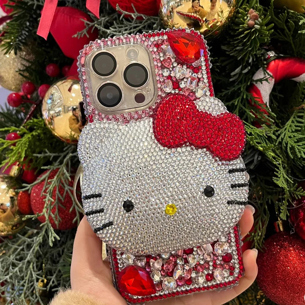 S5287f1dfc65d42009e0add74f9604f24B.webp Cute Kitty Cat Rhinestone Bling Crystal Phone Case Chain For iPhone 16 12 13 14 15Pro Max X Xs XR 7 8 Plus SE 2 3 10 Transparent Bu
