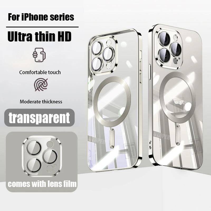 S529ec745820f4b8998280dbaa5e62066I.webp Official New Desert Gold Phone Case for iPhone 16 15 14 13 12 11 Pro Max 16 Plus Plating Magnetic Soft TPU Clear Lens Film Cover