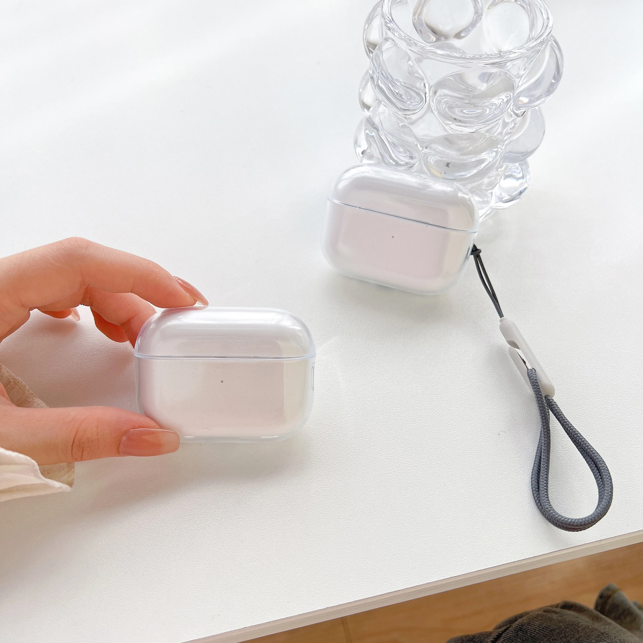 S52e35f1b039f4ec6beaa2cc5b5ecf6eb0.webp Clear Soft TPU Earphone Case for Airpods 4 3 2 1 Pro Pro2 Pro 3 Shockproof with Lanyard Strap for Airpods 4 Charging Case Cover