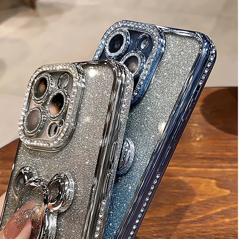 S5312c3289b664ce7ba9578713f52f11eg-2.webp Glitter Quicksand Bear Diamond Case iPhone 15 14 13 16 17 Pro Max 17 Air Plus 11 12 Gradient Rhinestone Plating Soft Cover