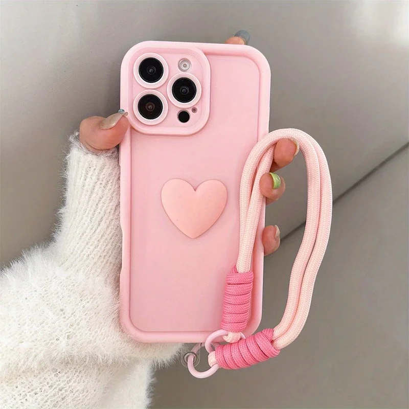 S5366e15e46d24d5f8dd9b931c7632974a-2.webp 3D Pink Love Heart Silicone Soft Phone Case For iPhone 17 16 15 14 13 12 11 Pro Max XS XR X 7 8 Plus SE With Lanyard Rope Cover