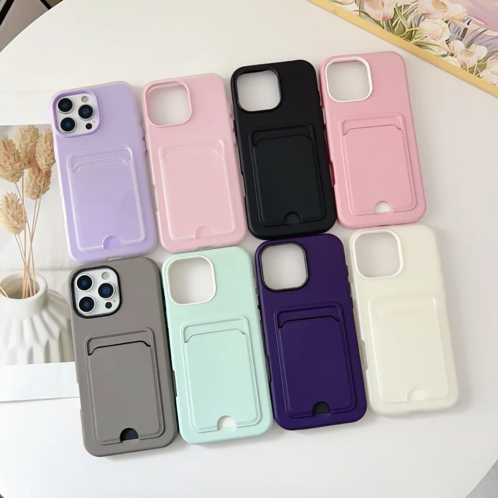 S53ce1ce51bd34972b788f0d0c99bcc69c.webp Candy Color Wallet with Card Slot Holder Protective Case For iPhone 17 Air 16e 16 Pro Max 15 14 Plus 13 12 11 Shockproof Cover