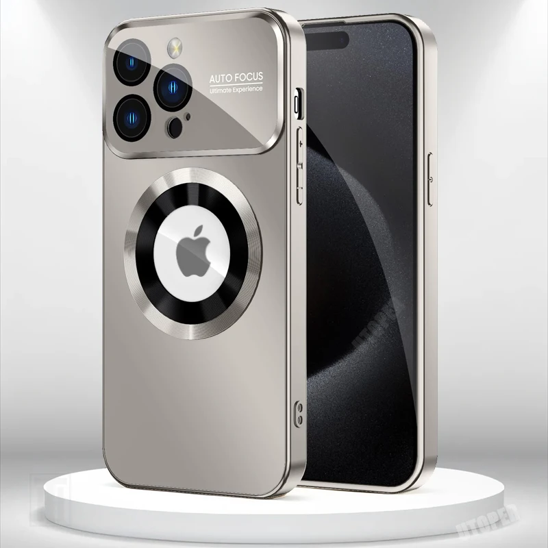 S53ecd2c96f0749ab9c9559ab5a0e12edT.webp New Luxury Matte PC Big View Glass Lens Protection Case for iPhone 17 Air 16 15 14 13 12 11 Pro Max Plus Magsafe Magnetic Cover