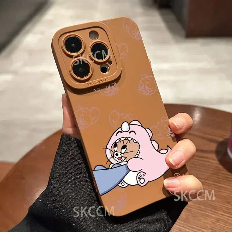S5606e48bffc54a66925f024c9344a25a0-1.webp Cartoon Tom and Jerry Couple Phone Case For iPhone 16 11 12 13 14 15 Pro Max Mini Plus XS X XR Max 7 8 SE Shockproof Back Cover