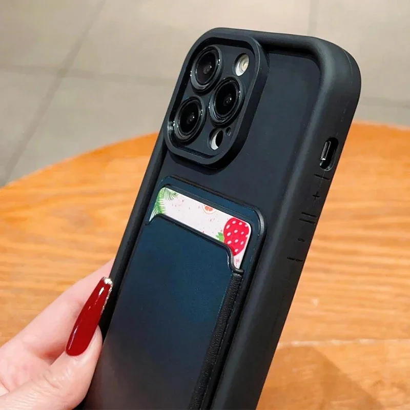 S567a4fdd6d9840fab74ba5869069172c0.webp Luxury Silicone Wallet Phone Case For iPhone 17 16 15 14 13 12 11 Pro Max Plus X XR XS Card Holder Slot Shockproof Back Cover