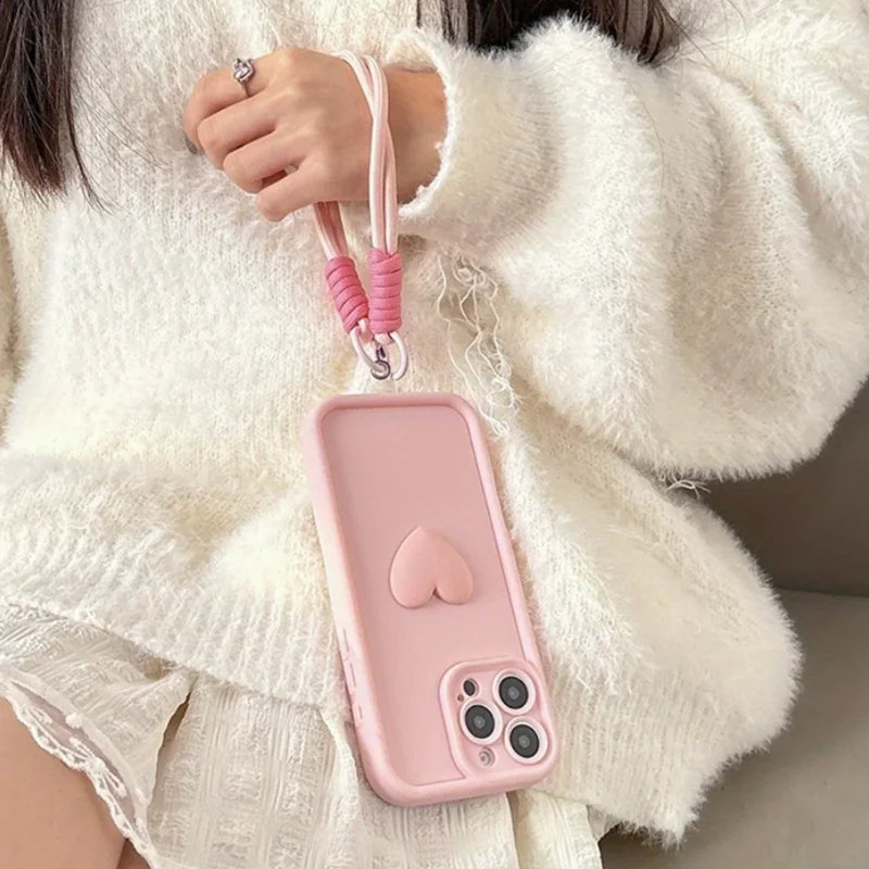 S578fa6476e964f7bbe60ffaf9612fe2cc-1.webp 3D Pink Love Heart Silicone Soft Phone Case For iPhone 17 16 15 14 13 12 11 Pro Max XS XR X 7 8 Plus SE With Lanyard Rope Cover