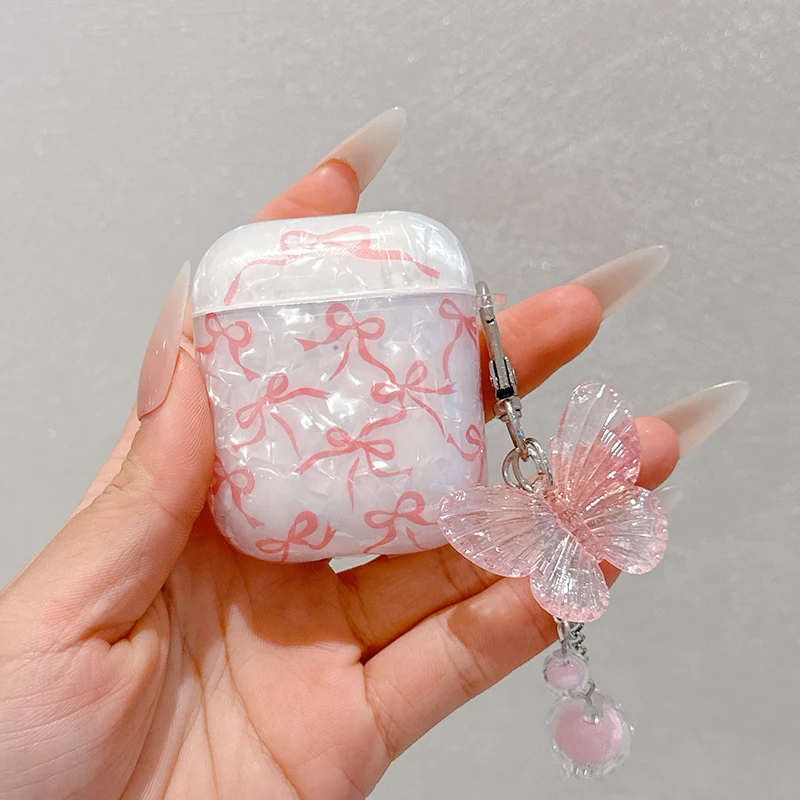 S57a010e662ab48198b0266e3a97a11233.webp For Airpods 4 3 2 1 Case Cute Glitter Bow knot Shell pattern Crystal Soft Clear Earphone Cover For Airpods Pro 2 2nd Protective