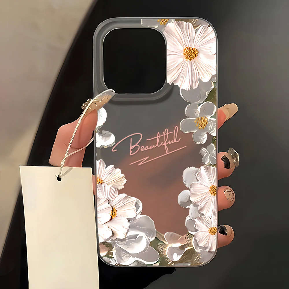 INS Flower Soft Phone Case for iPhone 16 Pro Max Case iPhone 17 15 13 14 12 11 Pro 12 Mini Plus Silicone Shockproof Back Cover