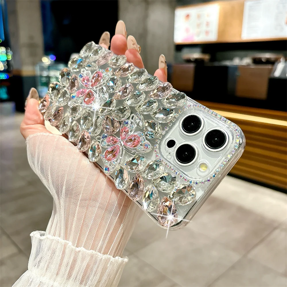 S5833021223834d61b5e054adaccaa3278.webp Luxury Glitter Rhinestone Butterfly Case for iPhone 17 Pro Max 16 15 14 13 12 11 Full Bling Diamond Cover Funda 15Pro 14Pro