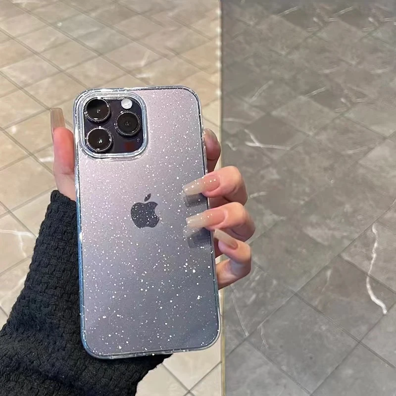 S58f1f942919f40ac910114bbf480d314Q.webp Luxury Soft Silicone Clear Glitter Phone Case For IPhone 15 14 13 12 11 Pro Max 15 Plus X XS Max XR Shockproof Cover Funda
