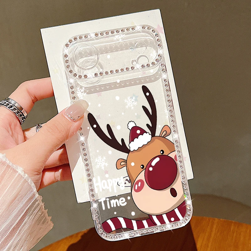 S59f81a281a2840b8837372823b67be55C.webp For iPhone 17 Pro Max Case Christmas Elk Santa Claus Diamond Cover For iPhone 13 14 15 12 11 16e 17 Air Funda iPhone 16 Pro Max