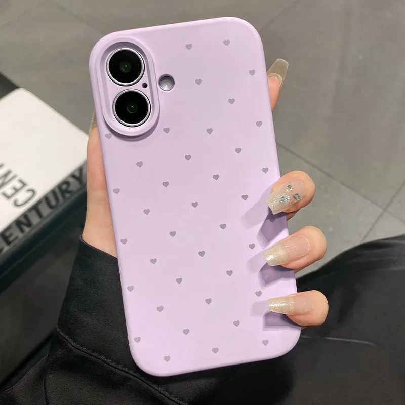 S5a1563f014594c6e8ca3ace316874655E-1.webp Cute Love Heart Candy Color Matte Case for iPhone 17 16 15 Pro Max 14 Plus 12 13 11 Air Soft Liquid Silicone Ultra Slim Cover