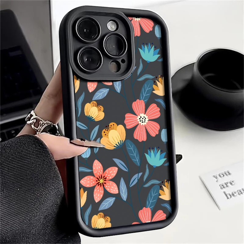 S5a35c4f3ae9d4d4da935ecc4df435c4dy-2.webp Colorful Flowers Silicone Case For iPhone 17 16e 15 16 Pro Max 14 13 12 11 Pro Max Air Shockproof Bumper Soft TPU Phone Cover