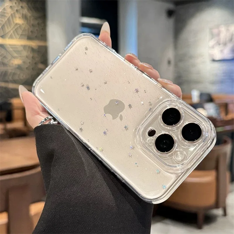S5a97ca68e4204c9e9f7a9c08fcc17c93x.webp Luxury Clear Star Bling Glitter Phone Case For iPhone 17 16 15 14 13 12 11 Pro Max XR X XS 8Plus Sparkle Shockproof Bumper Cover