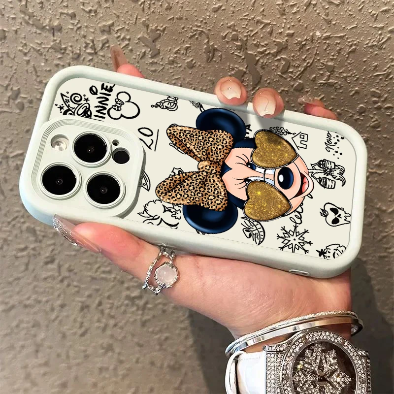 Mini Mouse For iPhone 16 15 14 13 12 11 Pro Max XS Max X XR 7 8 Plus 6S 5S Liquid Eye Ladder Phone Case Christmas Gift