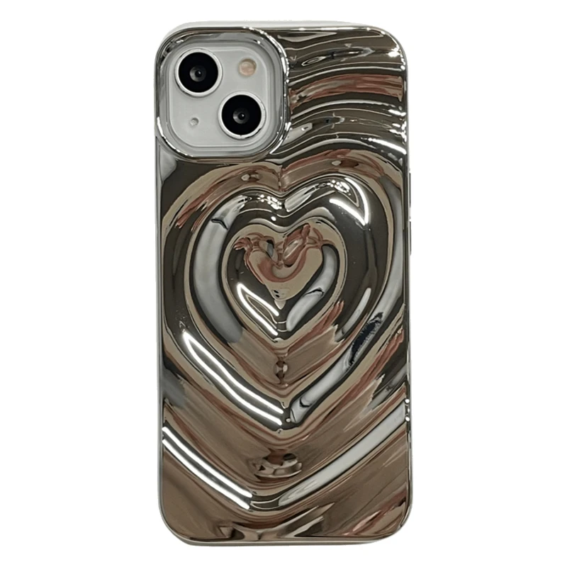 Retro Folds 3D Love Heart Case For iPhone 13 11 12 14 15 16 17 Pro Max 17 Air Luxury Soft Shockproof Cover Bumper