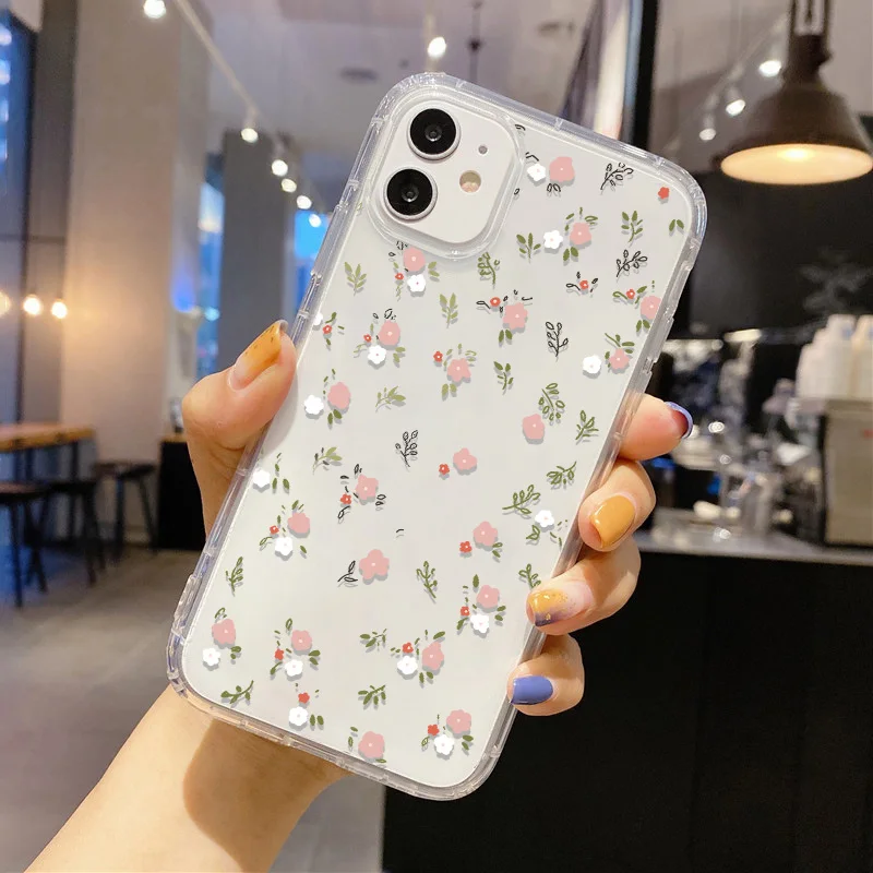 Flower Phone Case For iPhone 13 Case iPhone 16 11 12 17 14 15 Pro Max 12 13 Mini 7 8 Plus XR XS X SE Shockproof Clear Soft Cover