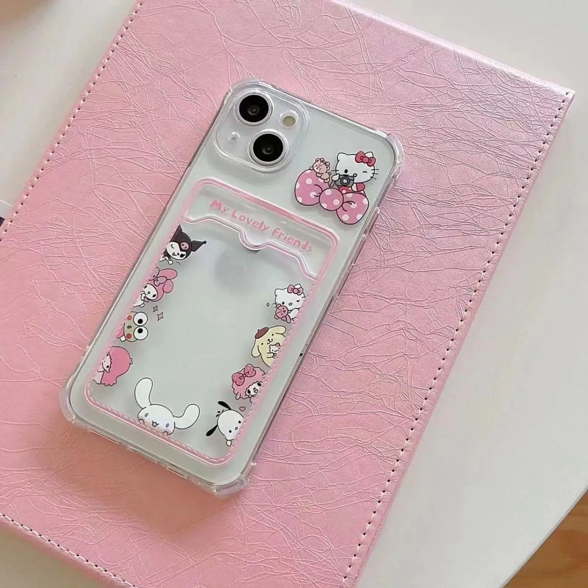Cute Cartoon Kuro Melo Card Holder Slot Bag Soft Silicone Phone Case For IPhone 16 15 14 13 12 Mini 17 Pro Max Plus 16e 17 Air Soft Cover