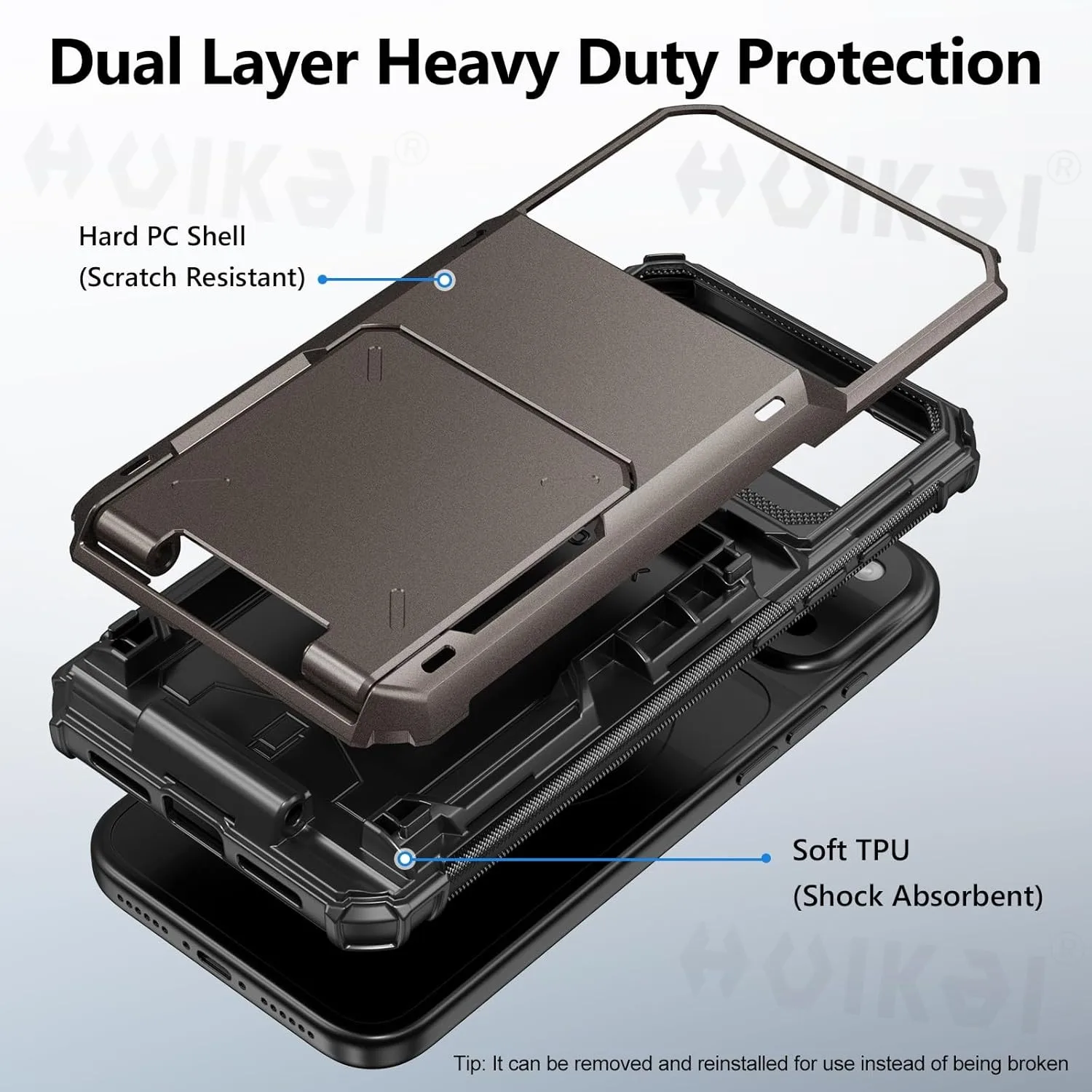 S5c5c5b344b6549ccb7a04d617d24fb8bD.webp Card Holder Case For iPhone 17 Pro Max 16 15 Pro Max 14 13 12 11 Heavy Duty Wallet Hidden Flip Slot Protective Hard Back Covers