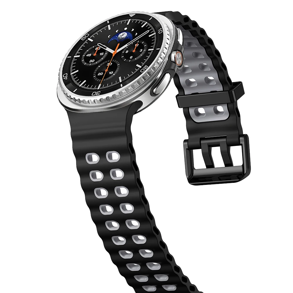 S5c9becdbdcbf4682b3cff522457a3d07v.webp Sport silicone Band For Samsung Galaxy Watch 8 classic 46mm Two color Marine belt Bracelet correa Galaxy Watch 8 40mm 44mm strap