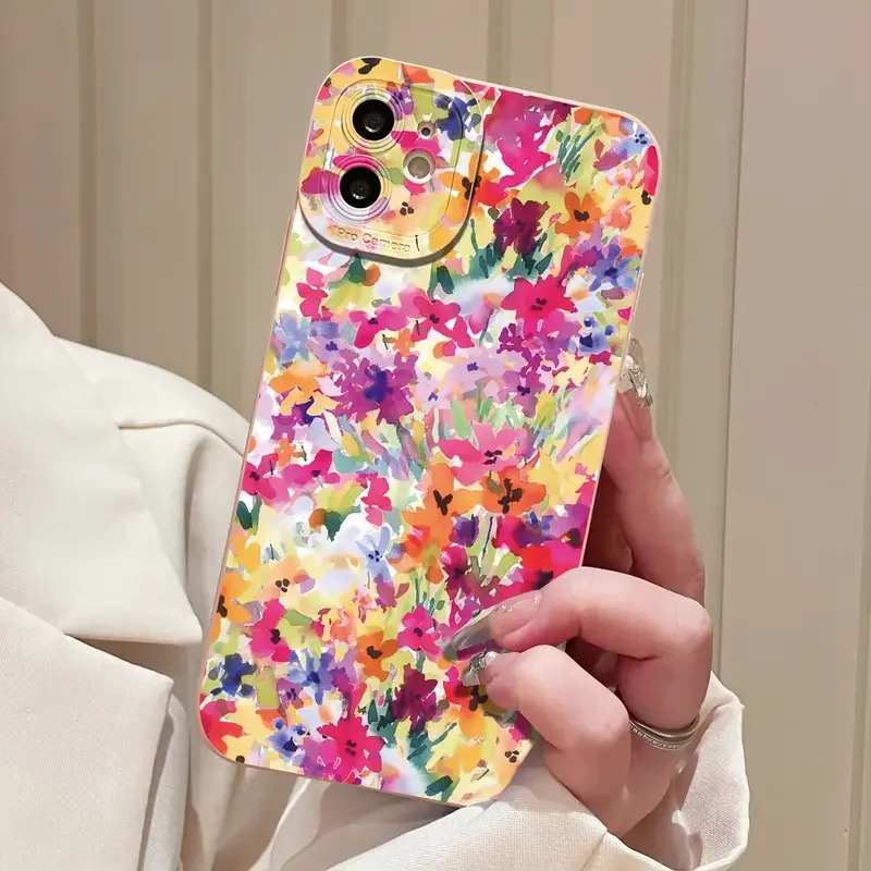 Oil painting Flowers Pattern Design Print Phone Case For iPhone 17 16 15 Pro Max 14 13 12 11 16 Plus 16E 17 Air Matte Soft Cover