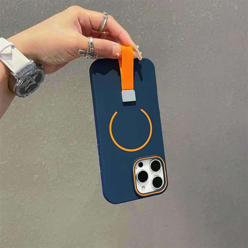 S5f09a280b1d146958653b24975ea90bbE.webp For MagSafe Magnetic Phone Grip with Silicone Finger Strap Case For iPhone 17 Air 16 Pro Max 15 14 Plus 13 12 11 Soft Cover