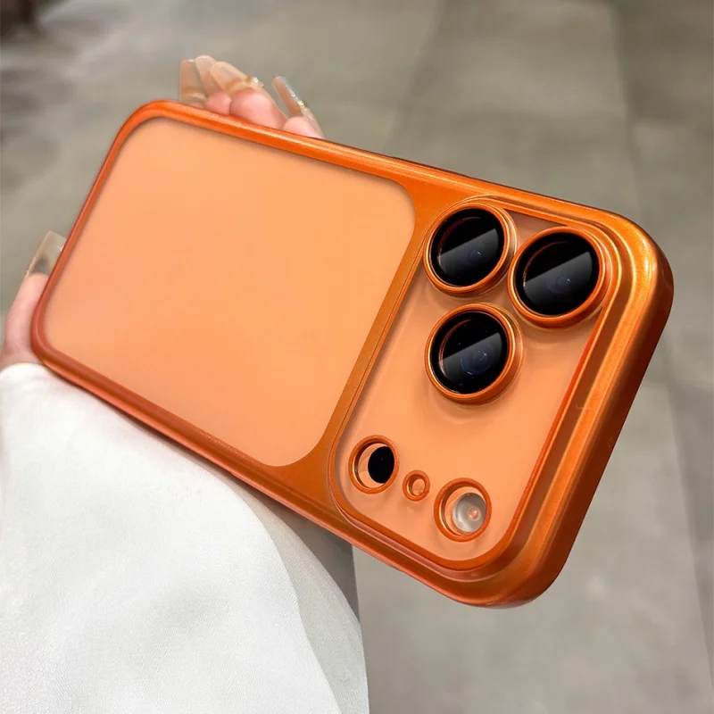 S5f265e1f53d540568175feff6114f2d95.webp Plating Frosted Translucent Thin Phone Case For iPhone 17 Pro Max 17 Pro 17 Air 17 Series Official Cosmic Orange Bumper Cover